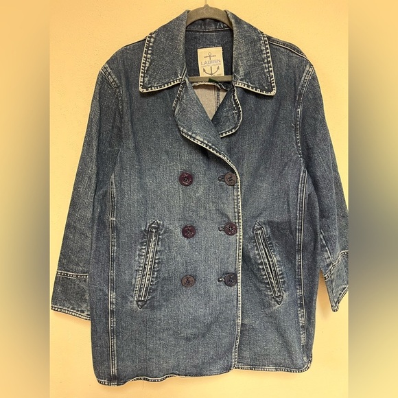Vintage Lauren Ralph Lauren Denim Double Breasted fisherman core jacket - Picture 2 of 14
